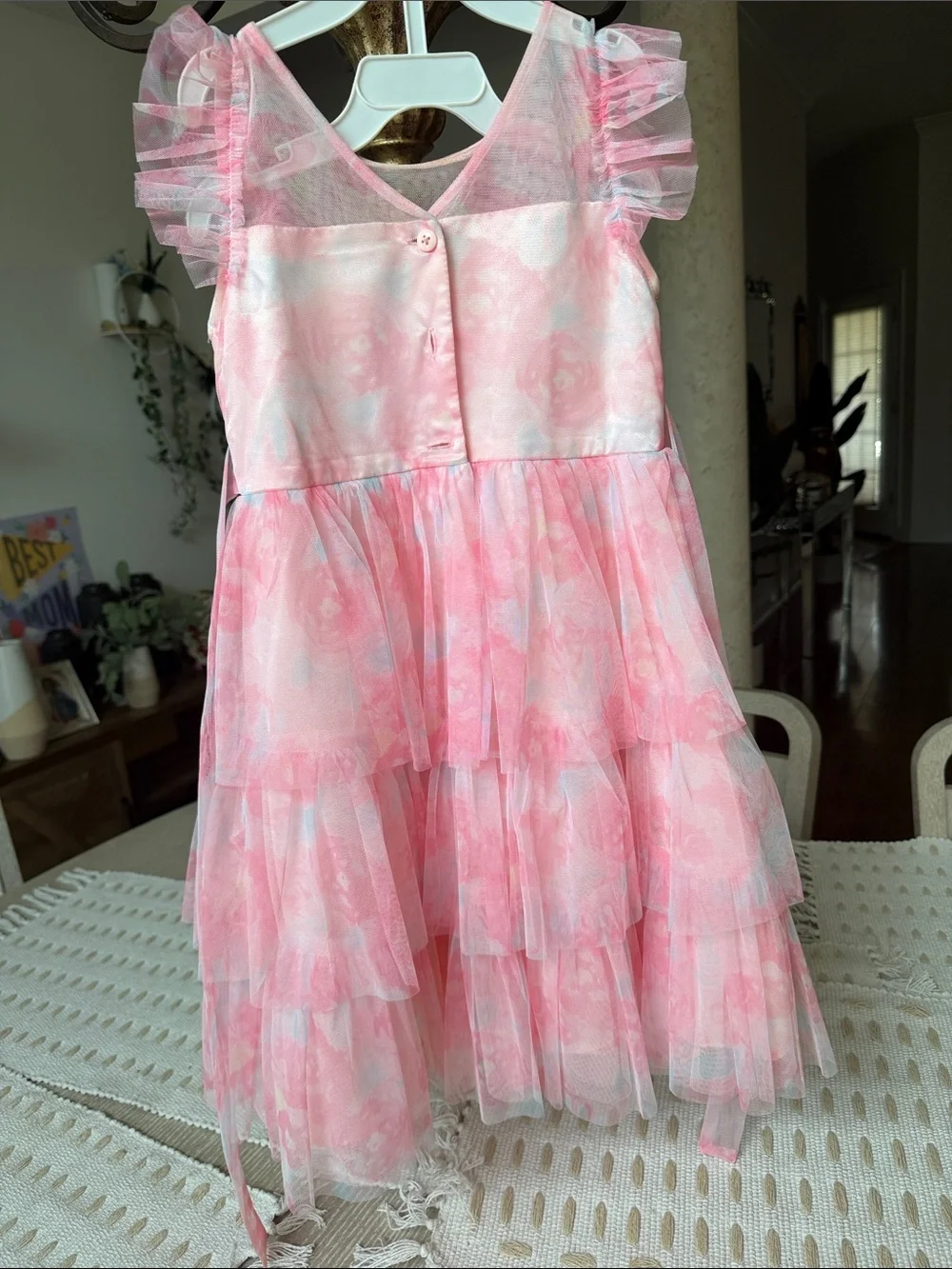 Jona Michelle Pink Sequin Tiered Bow Dress